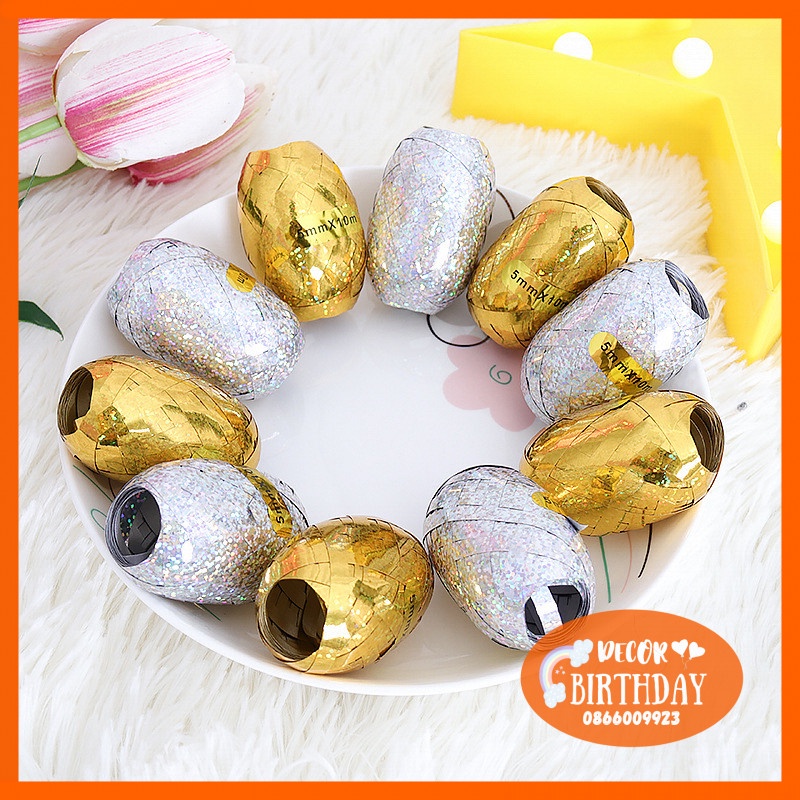 Cuộn Ruy Băng Buộc Bóng FREESHIP Trang Trí Sinh Nhật Cho Bé, Nhiều Màu Đẹp Dài 10m