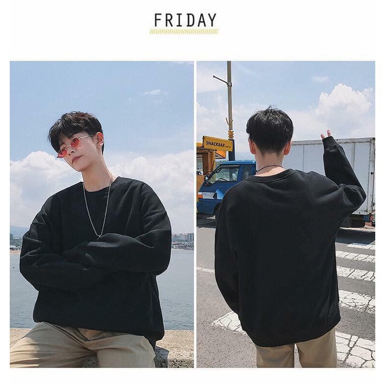 Áo sweater nỉ trắng đen trơn unisex nam nữ hai màu trắng đen đơn giản chất nỉ ngoại may kĩ phong cách Ulzzang Hàn Quốc | BigBuy360 - bigbuy360.vn