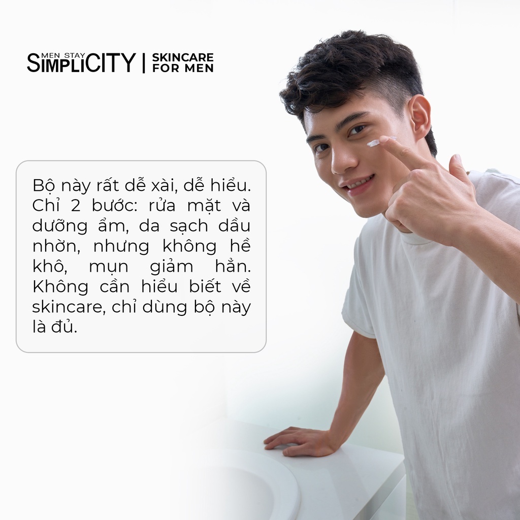 Bộ sản phẩm chăm sóc da hằng ngày cho nam Men Stay Simplicity Starter Duo: Sữa rửa mặt 80g x Kem dưỡng ẩm đa năng 80g