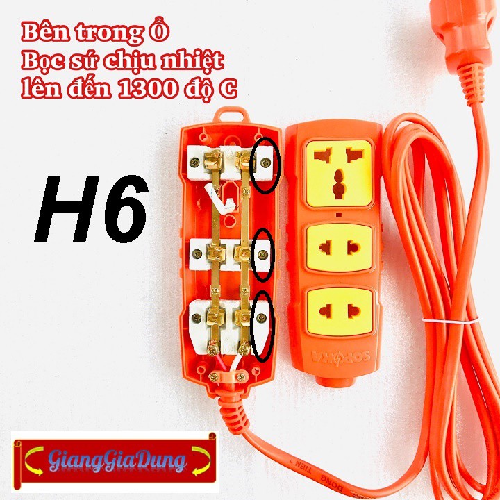 Ổ Cắm Điện SOPOKA T3-3000W Lõi Sứ Chống Cháy 3 Mét - 3 Lỗ Cắm