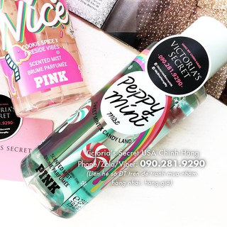 (Bill Mỹ) Nước hoa toàn thân Peppy Mint mùi bạc hà và hoa mẫu đơn nồng nàn đầy nữ tính - Victoria's Secret