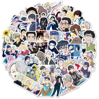 Bộ 50 cái nhãn dán trang trí hình hoạt hình Yuri!! On Ice