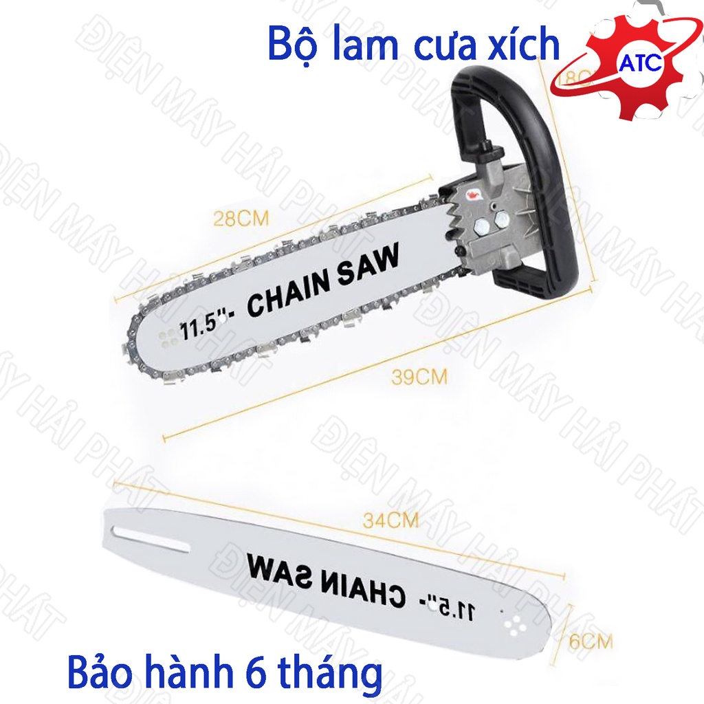 Bộ Lam Cưa Xích gắn Máy Mài Điện và Pin - Bộ chuyển đổi máy mài thành máy cưa xích gỗ - Tự tra dầu
