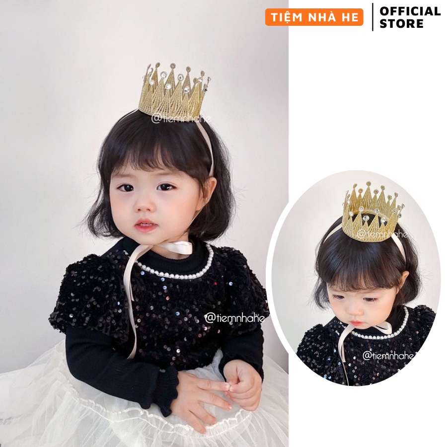 Vương Miện Đội Đầu Đính Đá Lấp Lánh Siêu Dễ Thương Cho Bé Gái Phù Hợp Tiệc Party Sinh Nhật Tiệm Nhà He