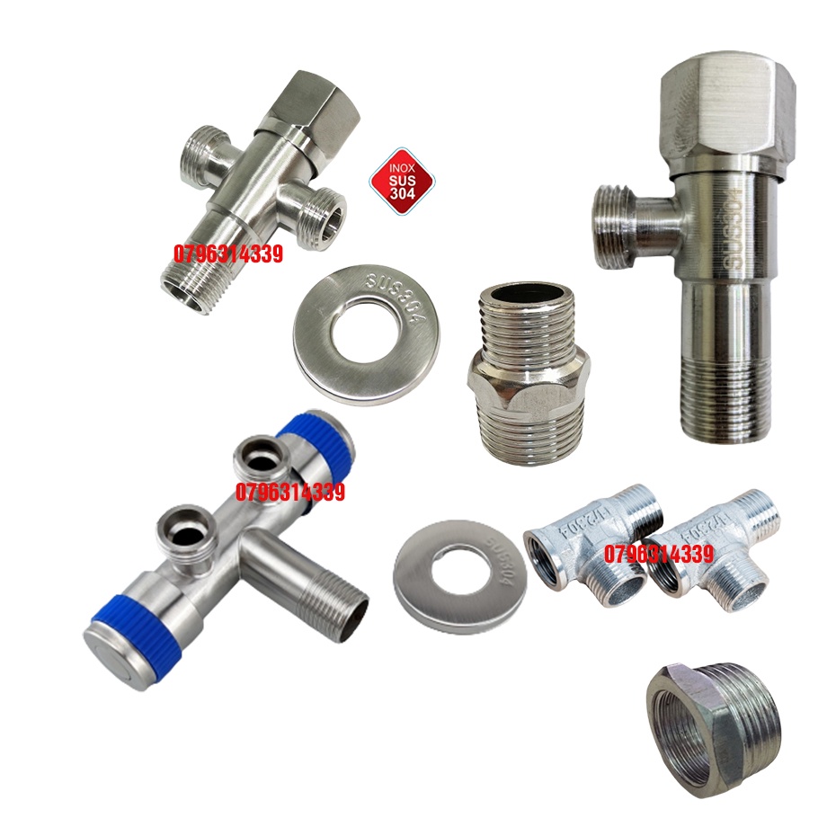 T cầu Van Chia Nước cho vòi xịt vệ sinh và bồn cầu inox 304, van giảm áp, T F CẦU BA NGÃ CÓ KHÓA S01
