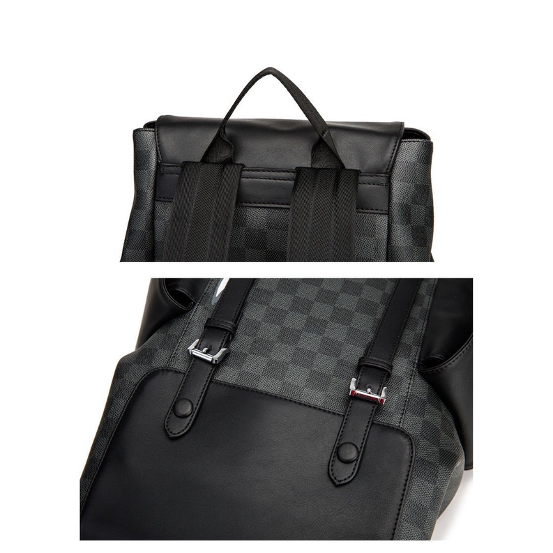 Balo da kẻ KARO PU cao cấp chống nước cặp đi học đi chơi | BigBuy360 - bigbuy360.vn