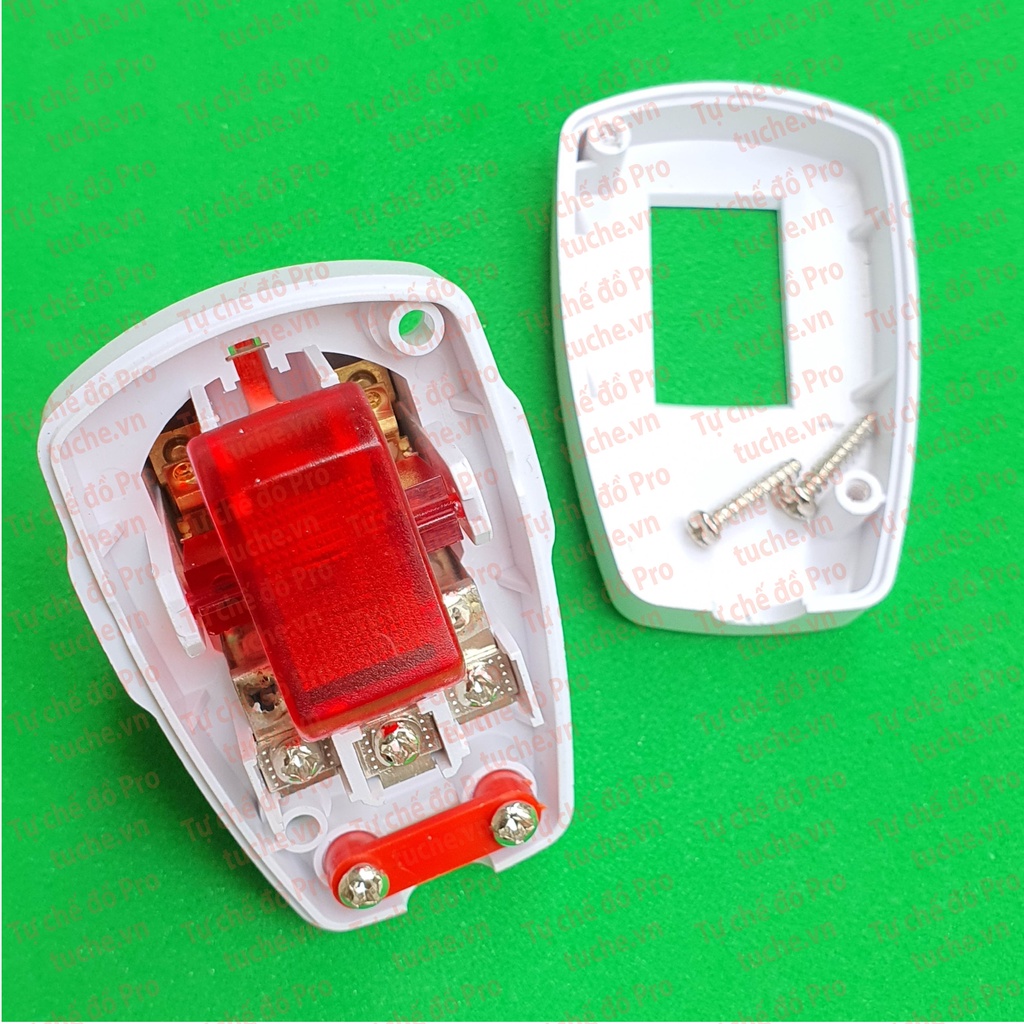 Phích cắm đầu gập 2 chân tròn to, công tắc đóng cắt 2 dây có đèn, chân Đồng 2200W