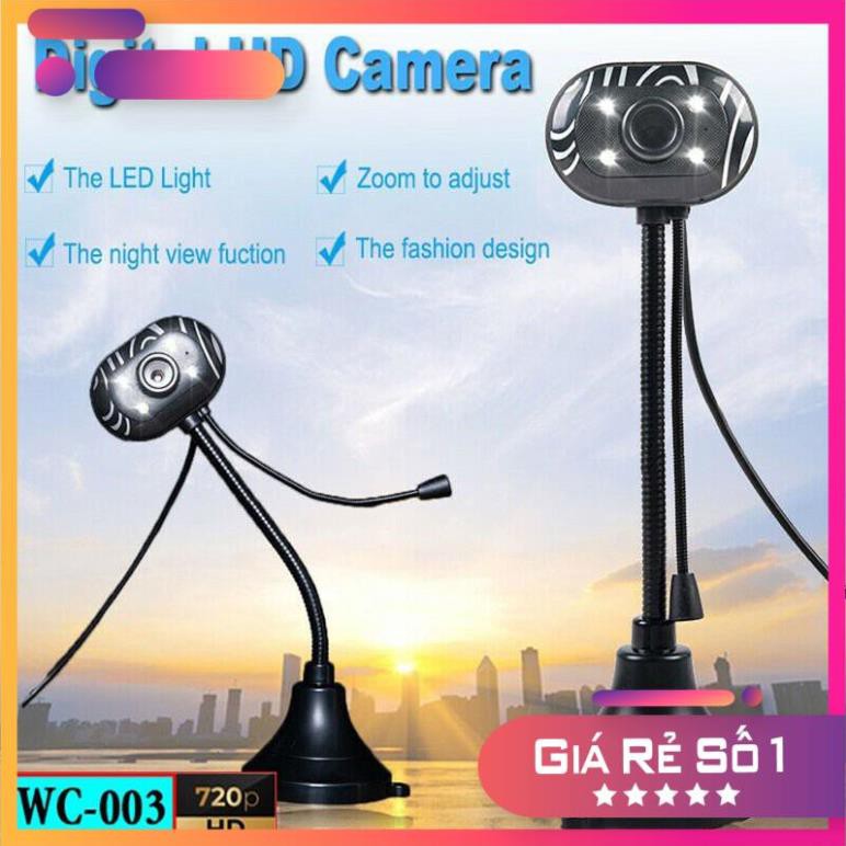 [Mã ELFLASH5 giảm 20K đơn 50K] Webcam chân cao có micro WC-003 đèn Led HD 720p