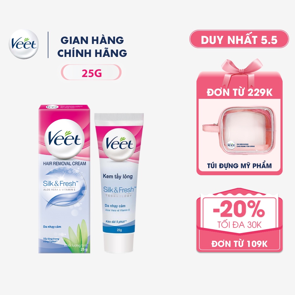 [Mã FMCGVEET52 giảm 8% đơn 250k] Kem tẩy lông cho da nhạy cảm Veet Silk Fresh 25g