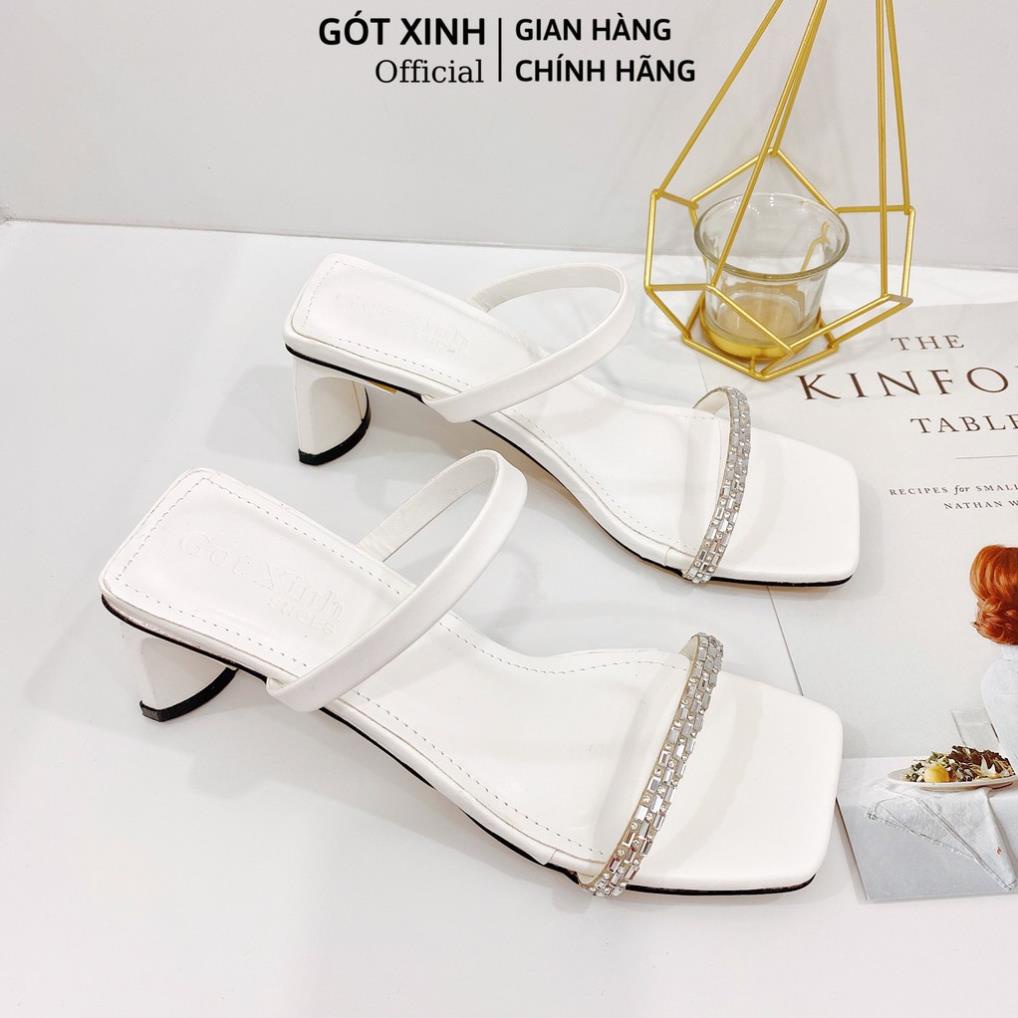 Dép cao gót GÓT XINH GX351 quai ngang da lì đế cao 4cm HMT