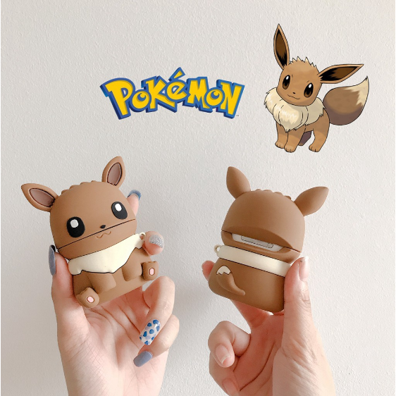 Vỏ Bảo Vệ Hộp Sạc Tai Nghe Airpods 1/2/3 Pro Họa Tiết Hoạt Hình Pokemon Eevee Dễ Thương