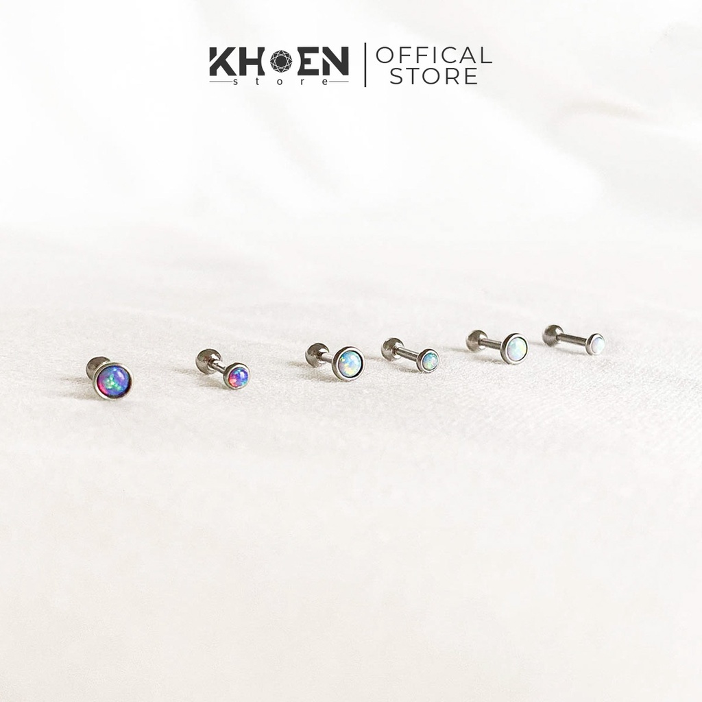 (1 Chiếc) Khuyên Đá Opal 3mm và 4mm nhiều màu- Khoen Store