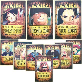 Poster truy nã One Piece Vua Hải Tặc kích thước 29x20 cm (khổ a4) chất liệu giấy bìa dày chống nước với mức truy nã mới