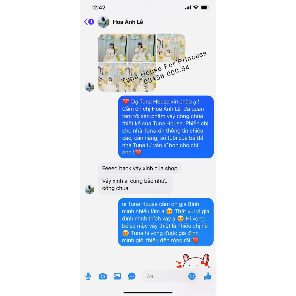 Váy đầm xoè công chúa thiết kế cho bé gái tay ngang trễ vai bồng bềnh - Tuna House For Princess