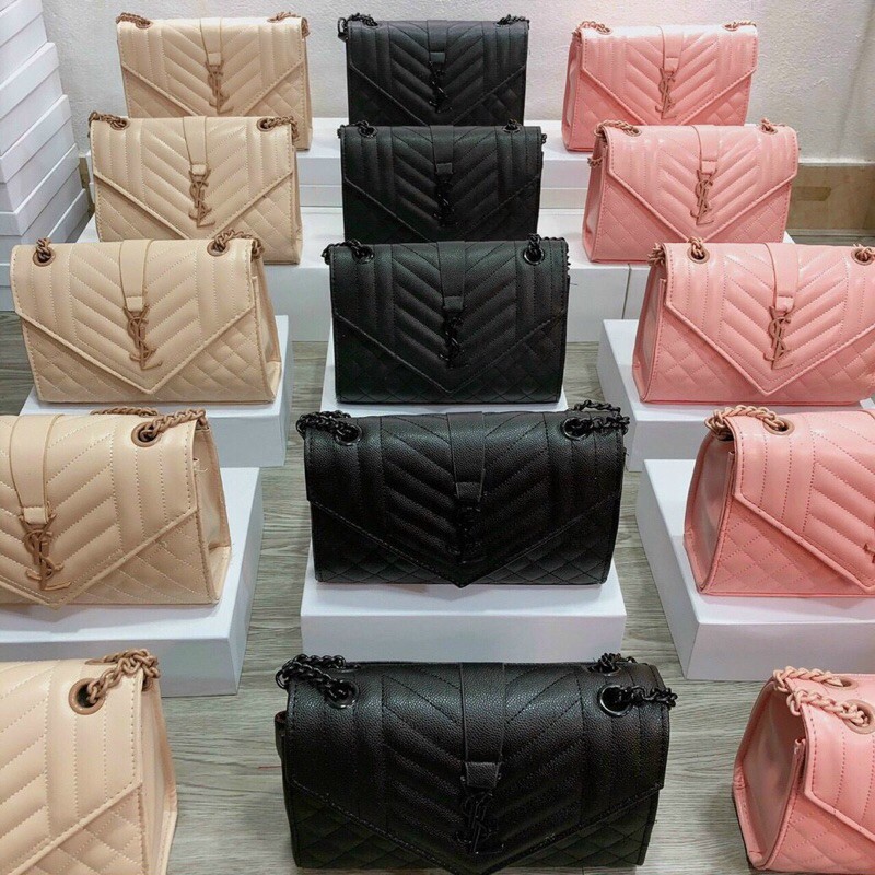 Túi xách tang đồng màu 👜Túi xách nữ lót đỏ dập logo