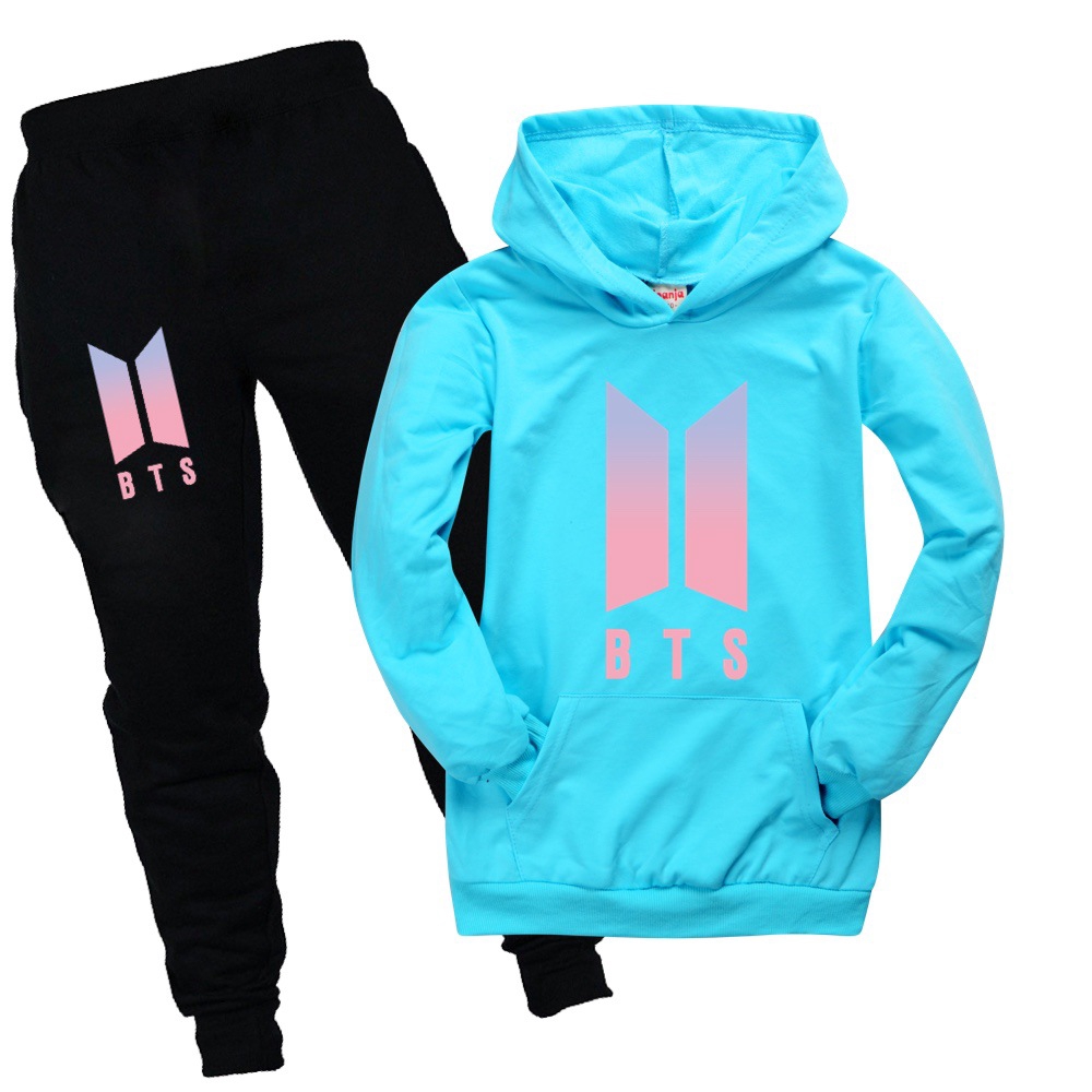 Set Áo Hoodie + Quần Dài In Hình Nhóm Nhạc Bts