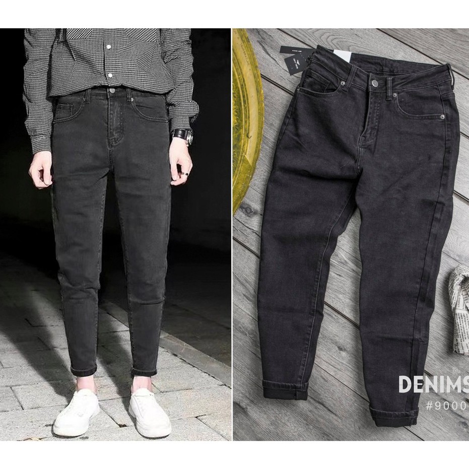Quần jean nam baggy DENIMST đen trơn, quần bò nam đẹp chất lượng cao 90007