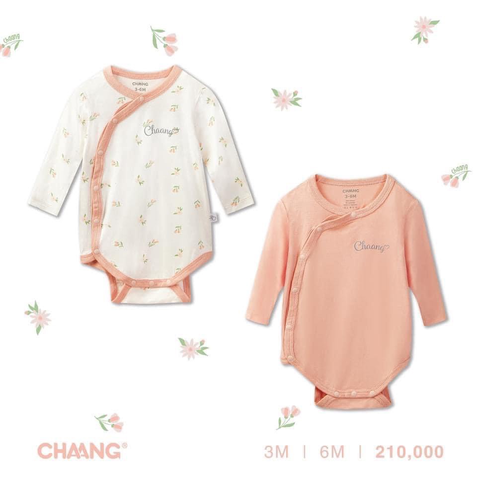 [CHAA NG] Set 2 body chip dài tay cúc chéo cotton sơ sinh bé trai, bé gái