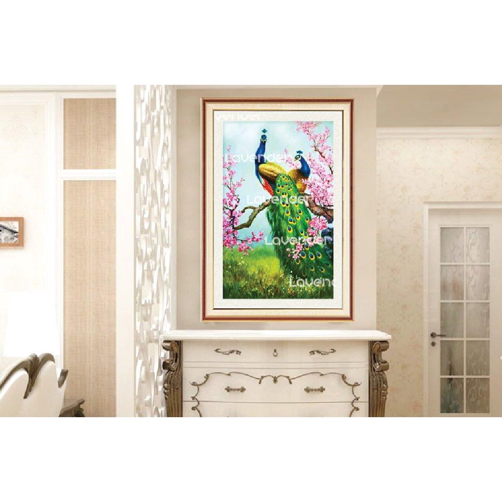 Tranh đính đá công cành đào KT:90x60cm,tranh gắn đá chưa gắn.
