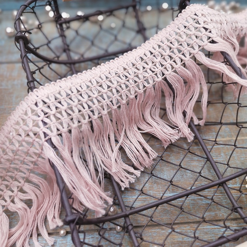 Cuộn Vải Ren Cotton Rộng 10CM Màu Trắng Hồng Dùng Làm Rèm Cửa DIY