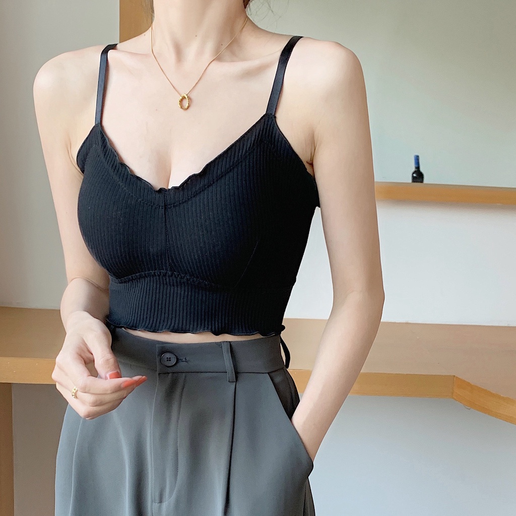 Áo Bra Nữ  Viền Bèo Nâng Ngực Cotton Tăm Chun Lưng Có Dây Điều Chỉnh Siêu Xinh Mã Số 262