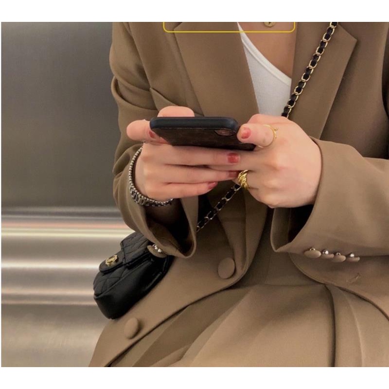 Set Áo Khoác Vest Màu Trơn + Chân Váy Xếp Ly Lưng Cao Thời Trang Hàn Quốc