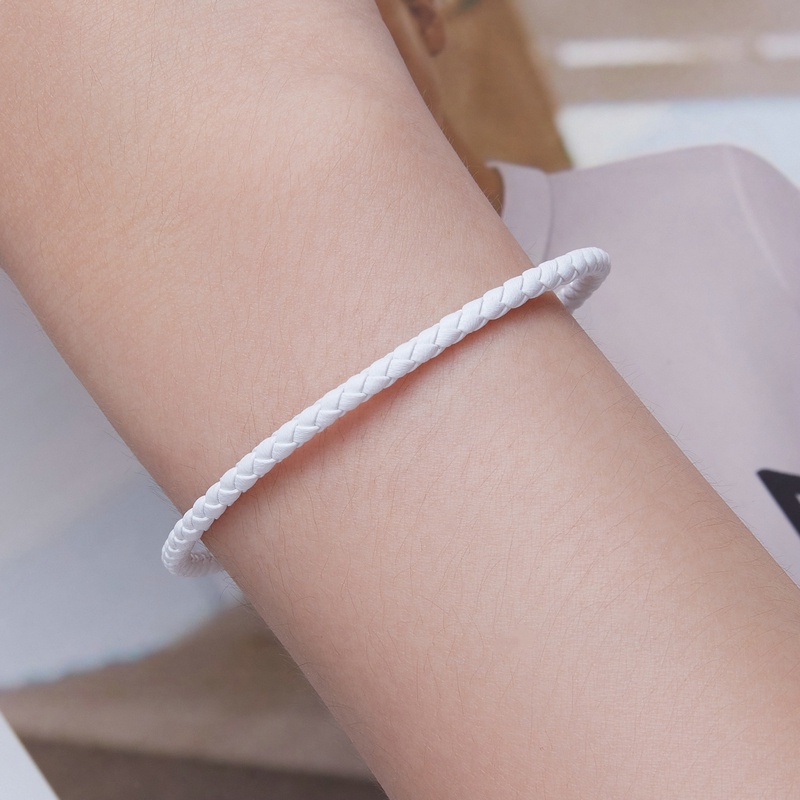 Vòng tay BAMOER bằng da bạc 925 thiết kế đơn giản cho cặp đôi