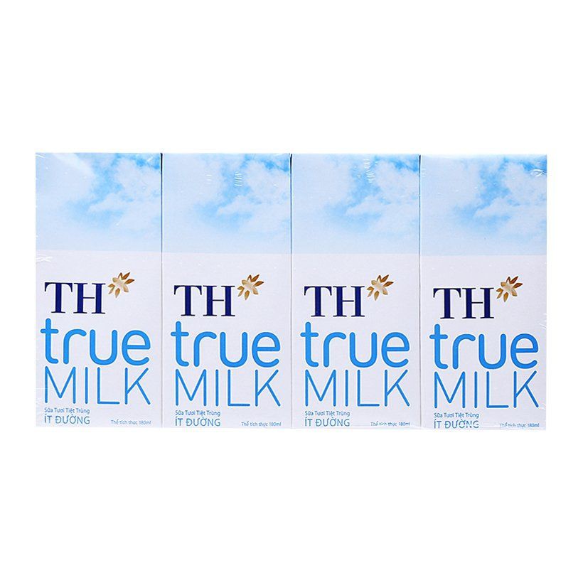 TH True Milk ít đường 180ml (lốc 4 hộp) - Date 5/2021