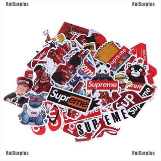 Ruisurplus☆☬ Bộ 50 Sticker Supreme Trang Trí Đa Năng