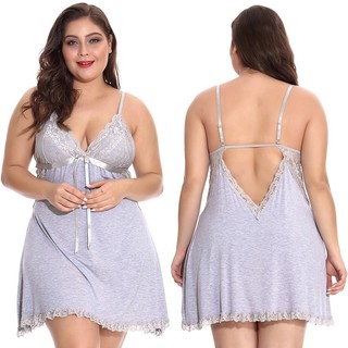 Đồ Ngủ Ren Hoa Thiết Kế Cổ Chữ V Hở Lưng Size Lớn Cho Phái Nữ (1-4Xl)