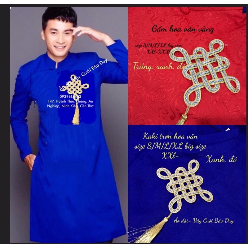 Áo dài nam hoa văn ngọc bội Tết form vest cao cấp đẹp
