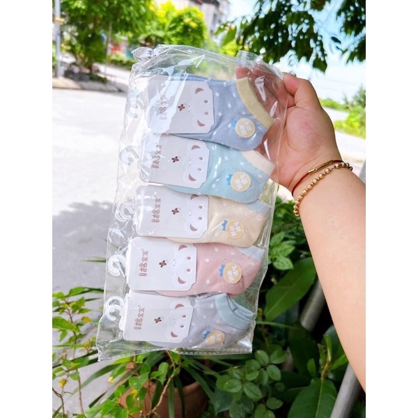 Set 5 đôi vớ cổ thấp giữ ấm bàn chân cho bé gái bé trai từ 0-3 tuổi