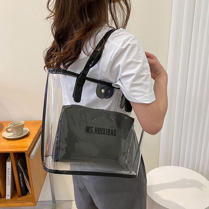 Túi Đeo Vai Bằng Nhựa PVC Trong Suốt Chống Thấm Nước Cho Nữ