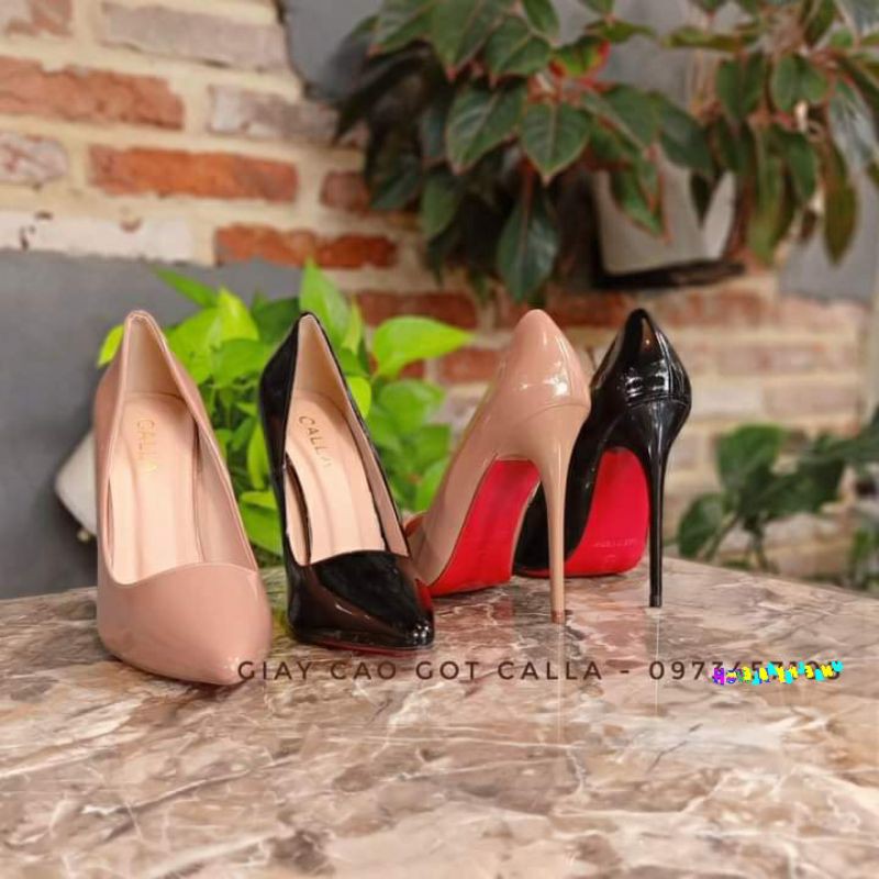 Giày cao gót đế đỏ da bóng có đủ 4 màu cao 11p