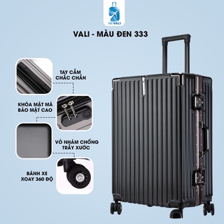 Vali kéo mevali 333 màu đen, vali du lịch nhựa abs chắc chắn - bh 5 năm