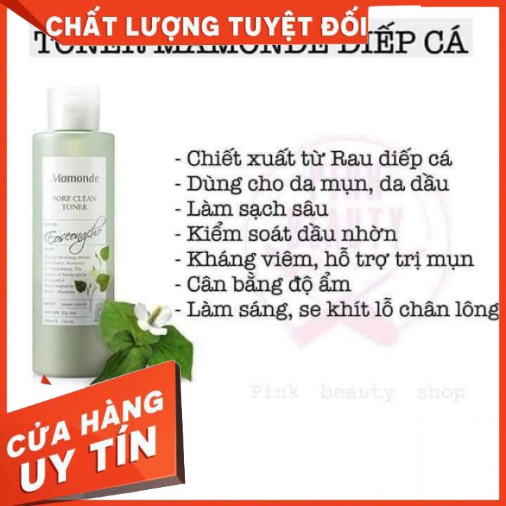 NƯỚC HOA HỒNG  RAU DIẾP CÁ MAMONDE PORE CLEAN TONER 250ml Hàn Quốc  GIẢM NHỜN MỤN  XE KHÍT CHÂN LÔNG -MỊN DA