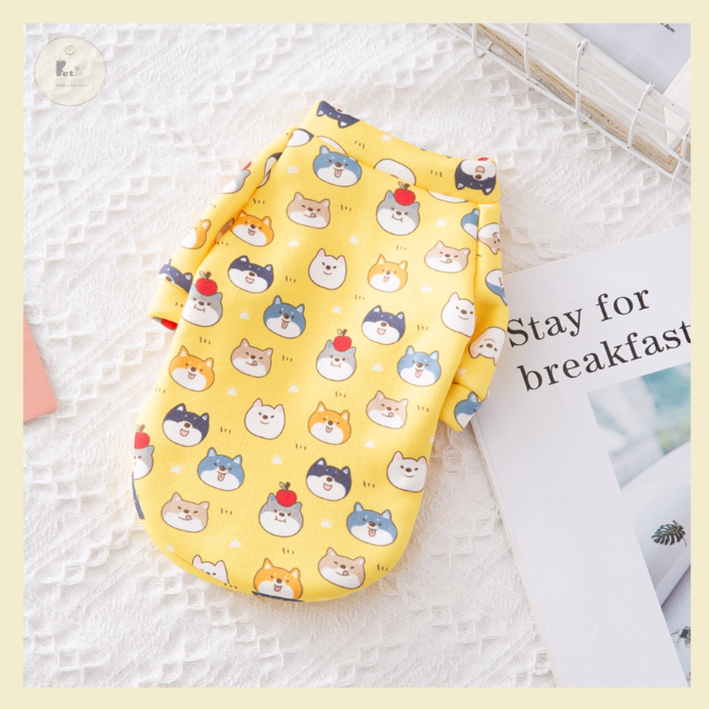 Quần áo thú cưng mùa đông quần áo chó mèo in hình siêu đẹp vải nỉ ấm áp