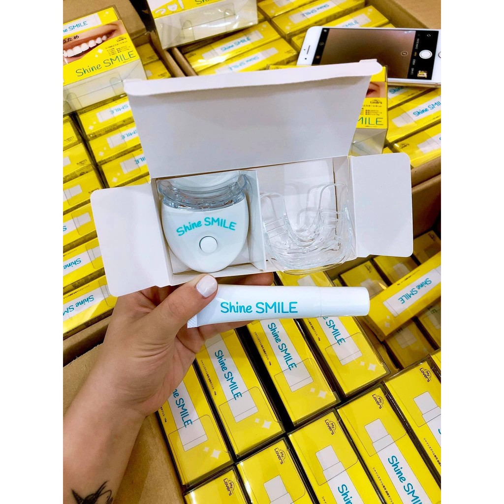 Bột Kit làm trắng răng Shine Smile Nội Địa Nhật [Tặng Gel làm trắng &amp; Khuôn]