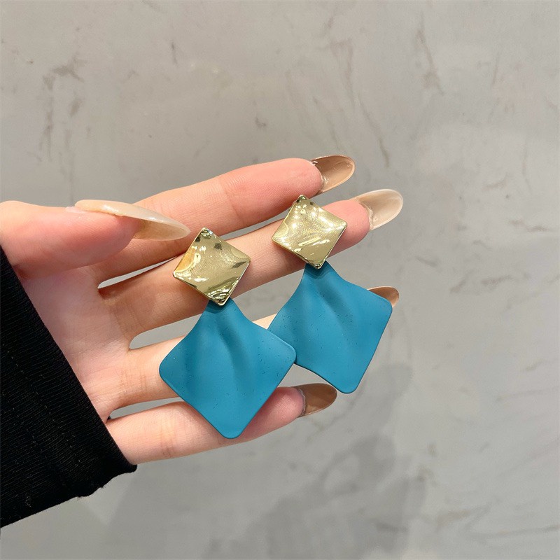 Khuyên tai hình học xanh mùa hè rực rỡ mạ bạc 925 K1093