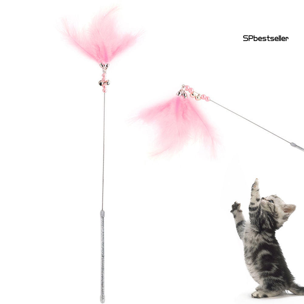 Gậy đồ chơi gắn lông vũ/ chuông dành cho tương tác với mèo cưng
