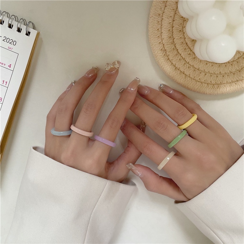 Nhẫn Acrylic Resin Màu Kẹo Ngọt Dễ Thương Phong Cách Hàn Quốc Cho Nữ