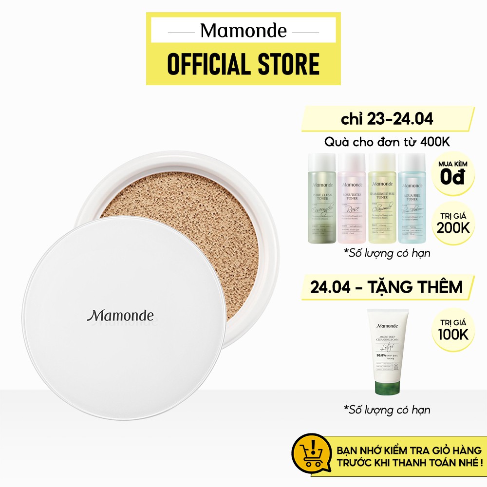 Phấn nước chống nắng, dưỡng sáng da và che khuyết điểm Mamonde Brightening Cover Powder Cushion SPF 50+ PA+++ 15g