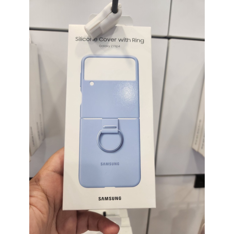 Ốp lưng Samsung Galaxy Z Flip 3 /Z Flip 4 Silicone Cover With Ring - Hàng chính hãng