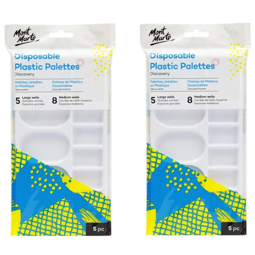 BỘ 5 CÁI PALETTES PHA MÀU MONT MARTE, 5 Ô TRÒN LỚN - 8 Ô VUÔNG NHỎ (DISPOSABLE PLASTIC PALETTES)