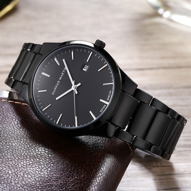 Đồng hồ NAM Men's Watches Hannah Martin 100% Original Fashion Thép Không Gỉ Hàng Cao Free Box Waterproof Analog Quartz Stainless steel Strap mesh Boy Leather Watch COD Chronograph Aktif Gentleman Wrist watches Ready Stock Holiday Gift Birthday gifts 1756M