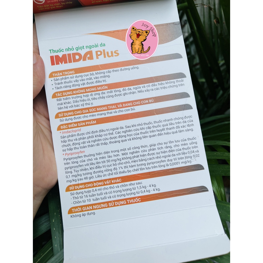 NHỎ GÁY PHÒNG VE, BỌ CHÉT CHO MÈO IMIDA PLUS