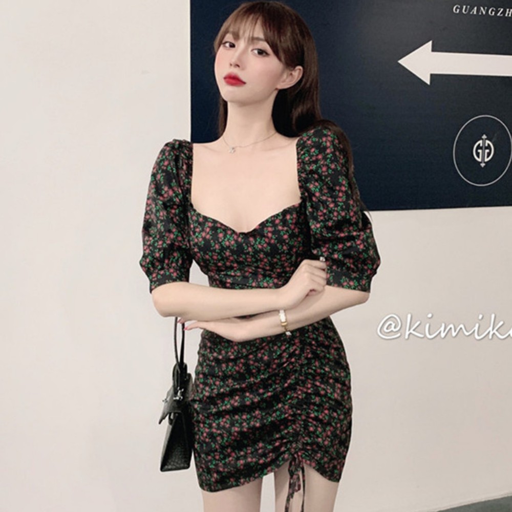 Váy nữ , đầm tay phồng cổ vuông hoạ tiết hoa xinh xắn thời trang mùa hè ATILA SHOP | BigBuy360 - bigbuy360.vn