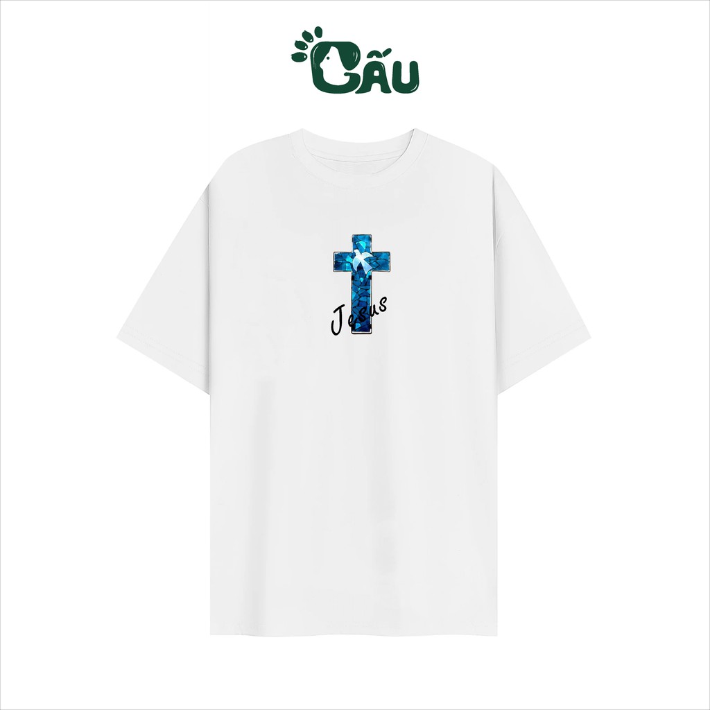 Áo thun tay lỡ G1SHOP vải coton dày dặn, co dãn, form rộng - Jesus Cross