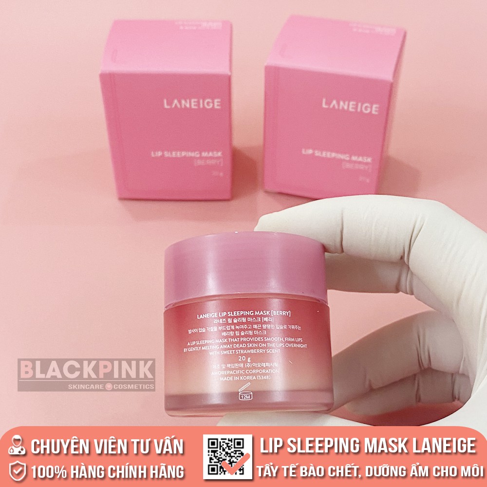 Mặt nạ ngủ dưỡng môi Laneige Lip Sleeping Mask Berry - Tẩy tế bào chết, dưỡng ẩm cho môi, đôi môi hồng hào căng mọng