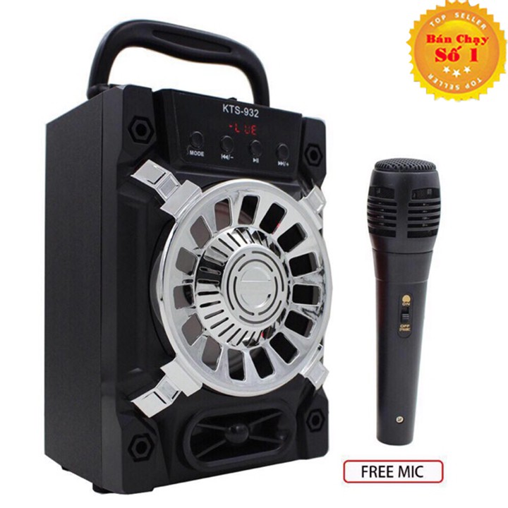 [Freeship] Loa Karaoke Kẹo Kéo Không Dây Mini KtS P931 Tặng Kèm Mic Có Dây Kết Nối Bluetooth , Âm Thanh Chất Lượng